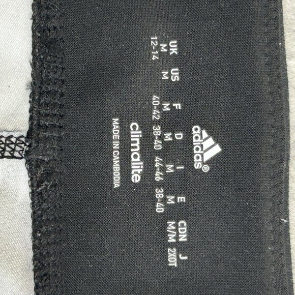 ADIDAS Climalite Capri Leggings Womens Medium Black White Geo Stretch Key Pocket - Picture 3 of 11